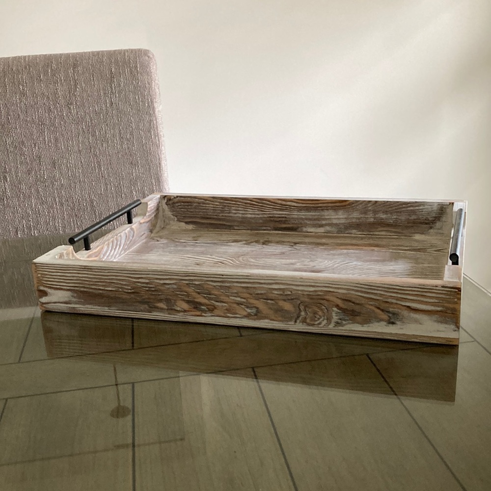 White Washed Wooden Tray